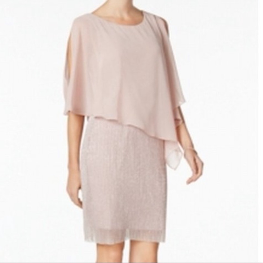 Connected Apparel Shimmery Cape Dress